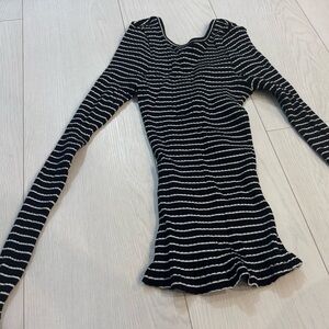 Black and White Striped Long Sleeve Top